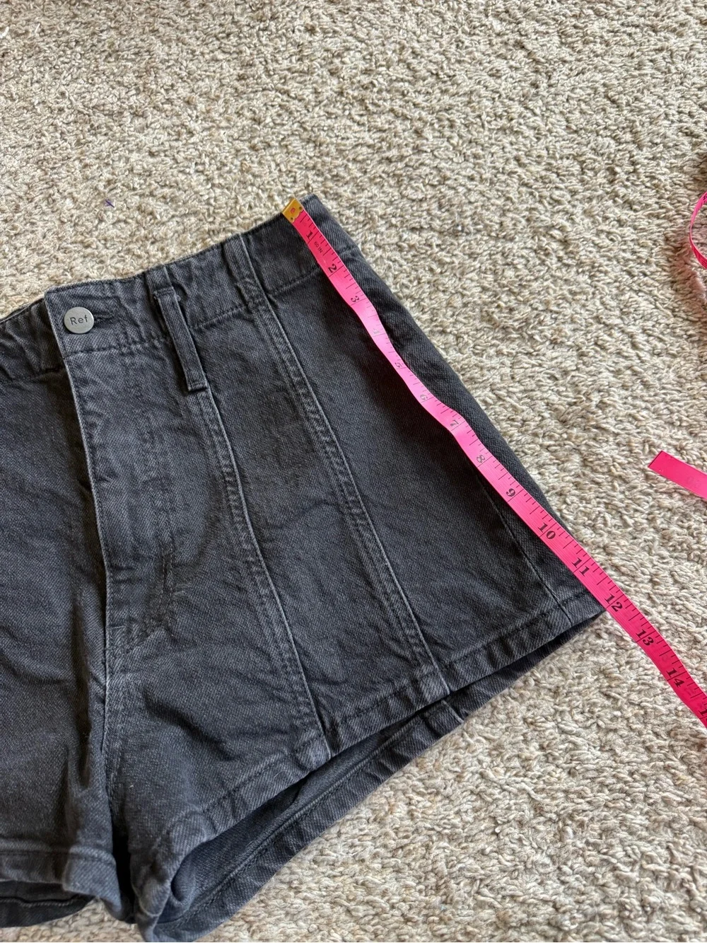 Reformation Eva Black Denim Shorts